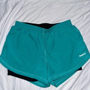 Reebok Women's Aqua and Black Athletic Shorts